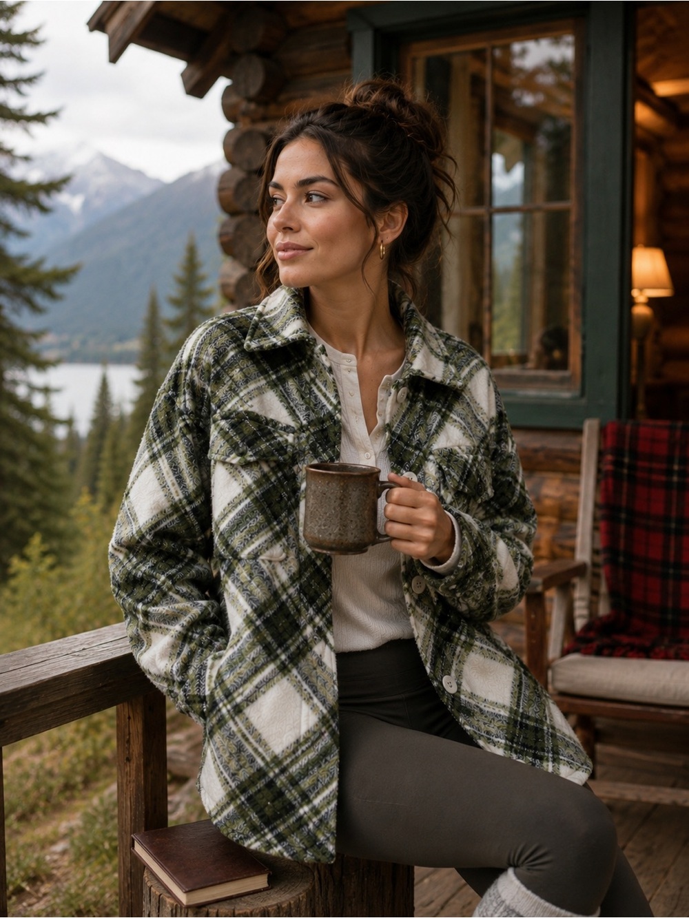 NEW Stradivarius Plaid Green Shacket Jacket Coat XS